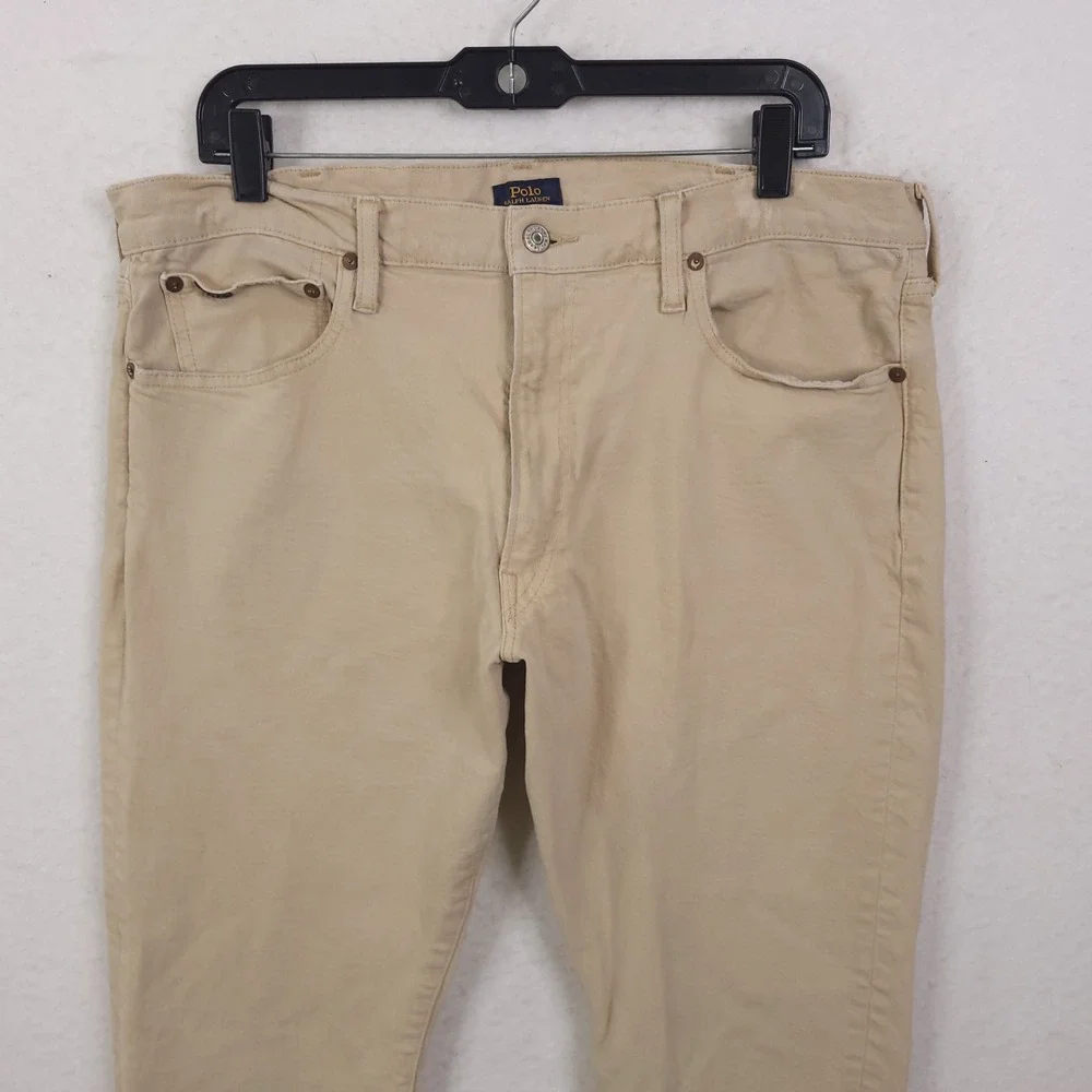Polo Ralph Lauren Varick Slim Straight Pants Mens 38x30 Tan Khaki Chinos Stretch